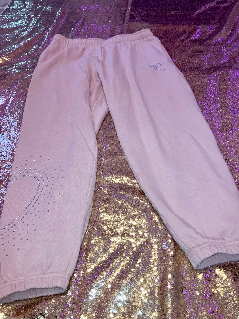 PINK Victoria's Secret Light Pink Butterfly & Studded Heart Sweatpants